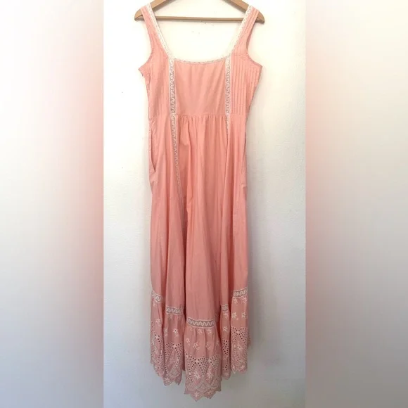 Love Shack Fancy Alwyn Eyelet Bubble Gum Pink Maxi Dress Embroidered Size 6 - Picture 10 of 15